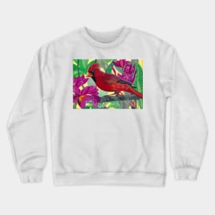 Cardinal in a Plumeria Tree Crewneck Sweatshirt